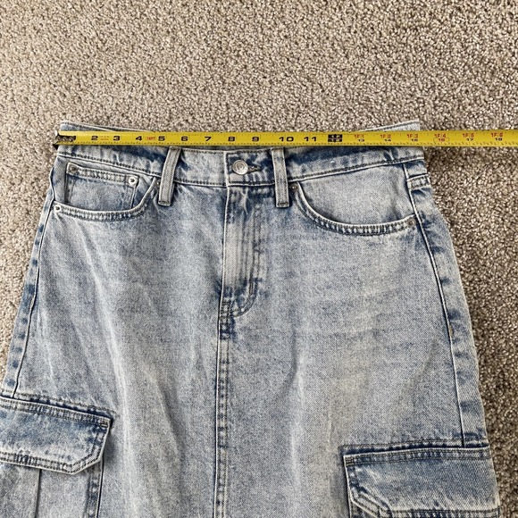 Calvin Klein Jeans Skirt Womens 30 Blue Denim Cargo Midi Pockets Slit Utility - Picture 6 of 8